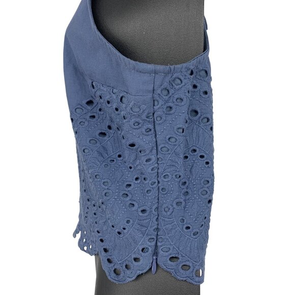 Abercrombie & Fitch Women Size Small Blue Eyelet Crop Top Blouse Sleeveless New - Picture 4 of 7